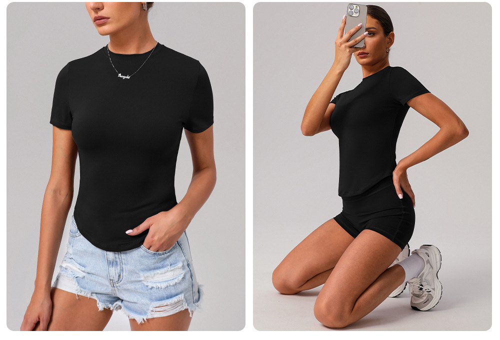 Top de yoga de manga corta para mujer FGBSM2392
