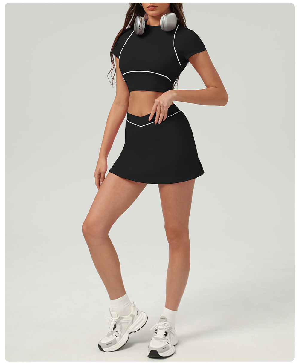 Conjunto de 3 piezas de ropa deportiva de tenis, tops, pantalones y faldas para mujer FGB2513