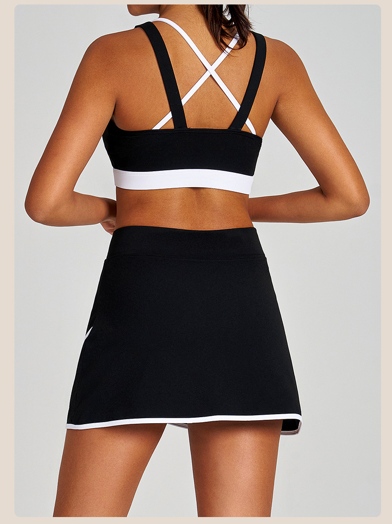 Conjunto de sujetador deportivo de yoga y falda de tenis 2 en 1 para mujer FGBB4039 K4627