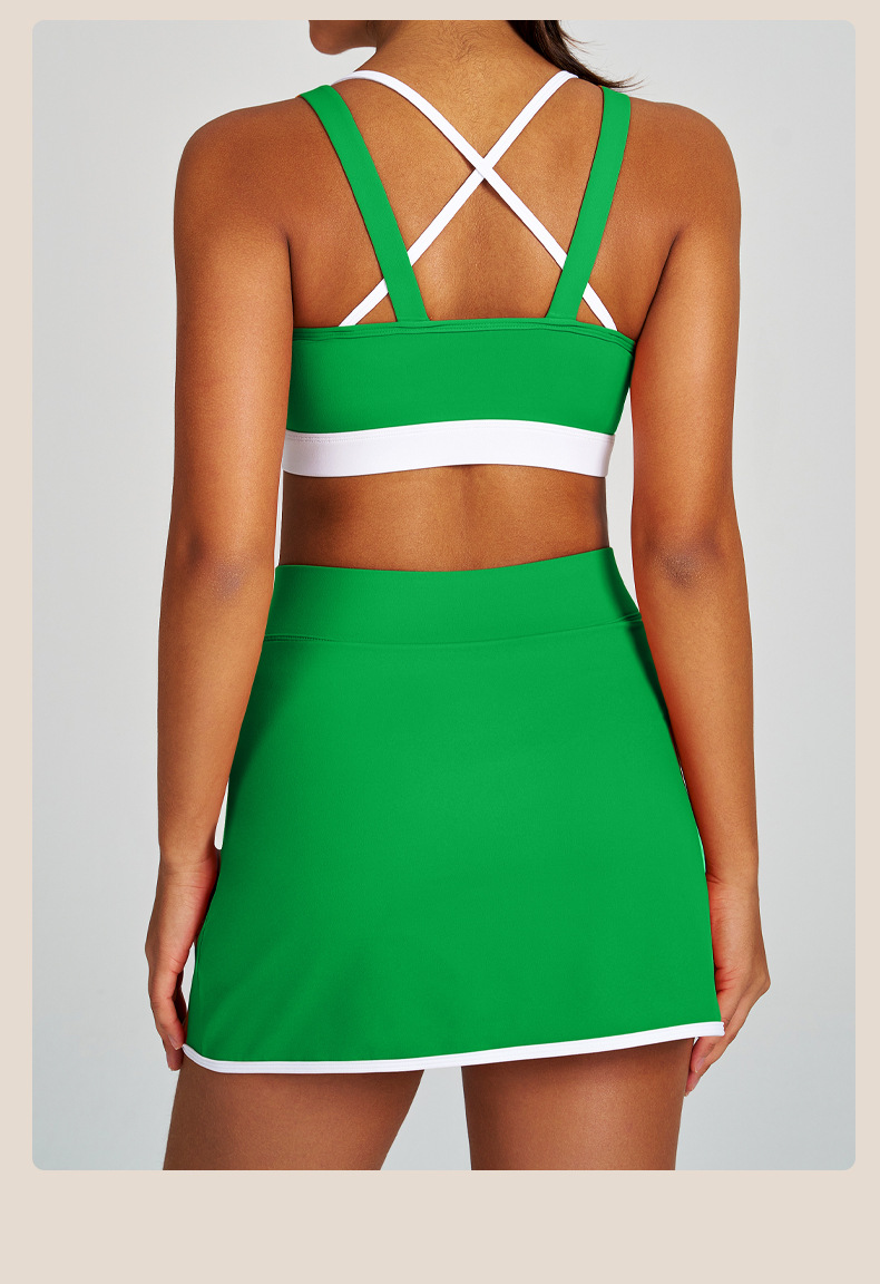 Conjunto de sujetador deportivo de yoga y falda de tenis 2 en 1 para mujer FGBB4039 K4627