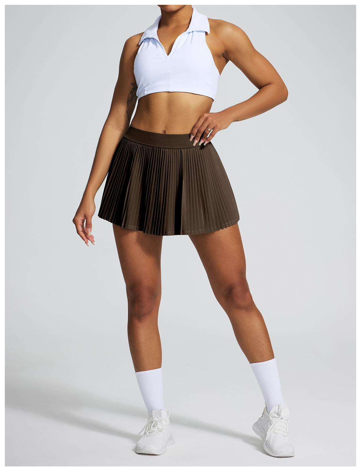 Falda de golf plisada de alta elasticidad para mujer FGB2002