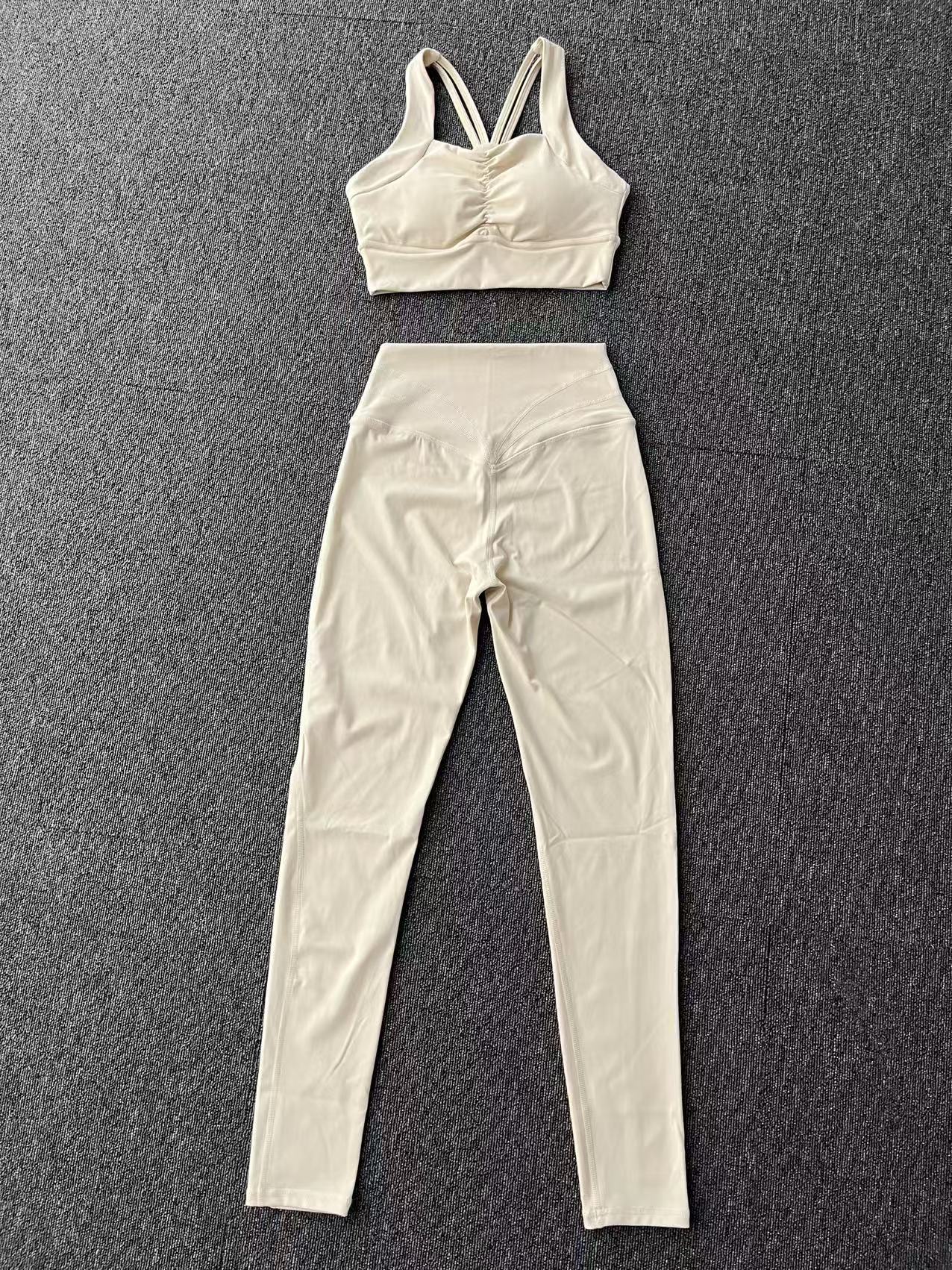 Conjunto deportivo de compresión de dos piezas para mujer, color liso, FGB6229 87054