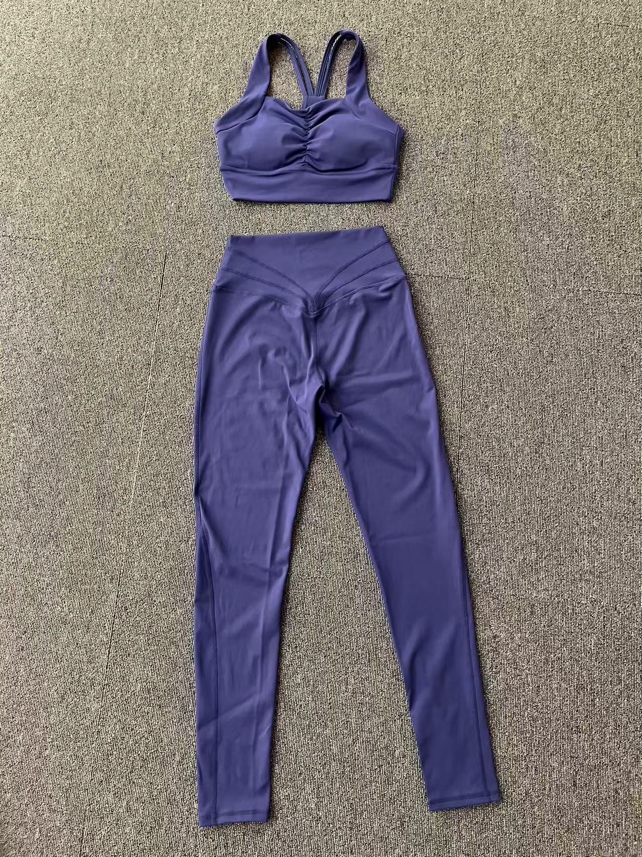 Conjunto deportivo de compresión de dos piezas para mujer, color liso, FGB6229 87054