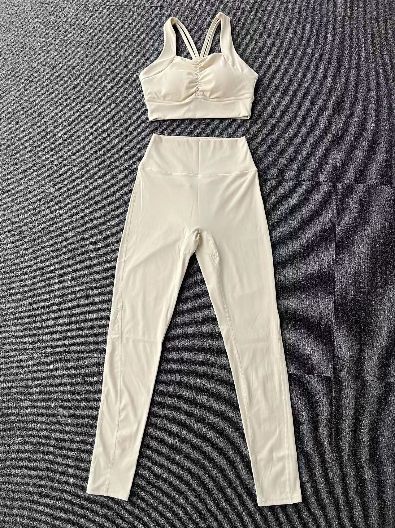 Conjunto deportivo de compresión de dos piezas para mujer, color liso, FGB6229 87054