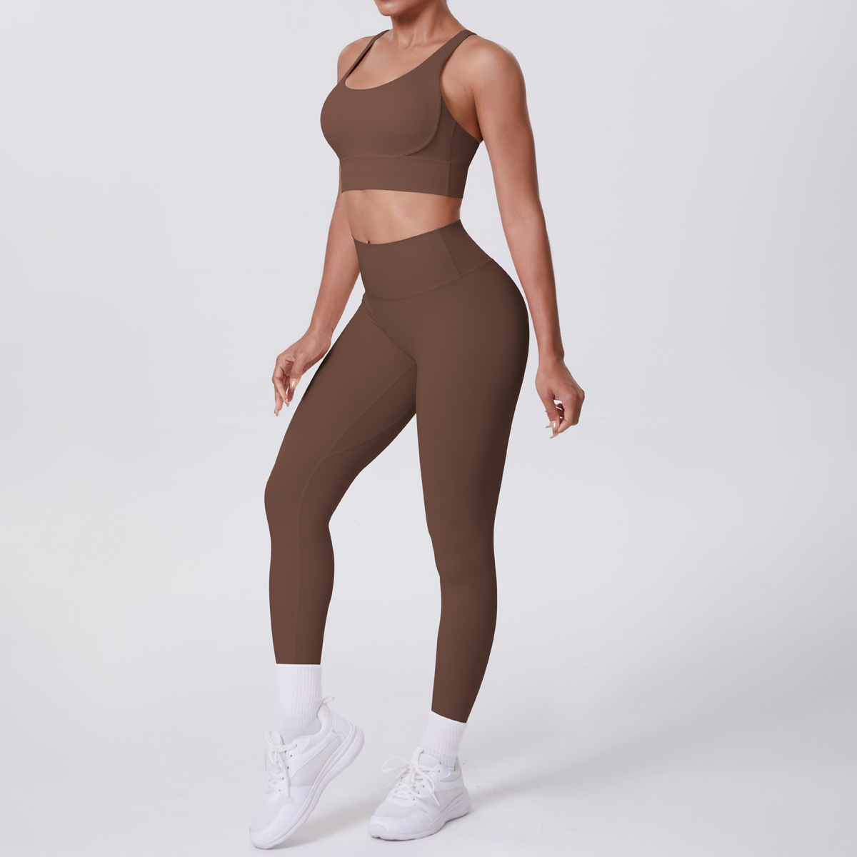 Conjunto de 2 piezas de yoga con sujetador cruzado y leggings para gimnasio FGB7113 7100