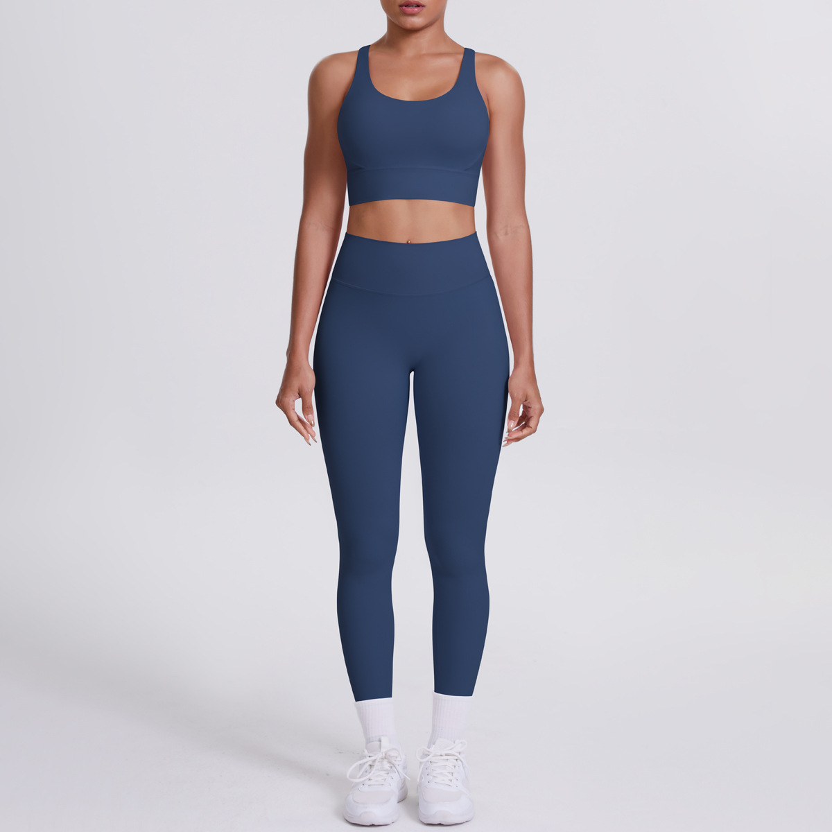 Conjunto de 2 piezas de yoga con sujetador cruzado y leggings para gimnasio FGB7113 7100