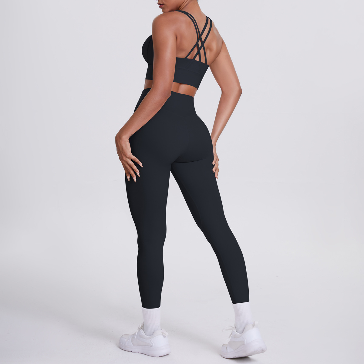 Conjunto de 2 piezas de yoga con sujetador cruzado y leggings para gimnasio FGB7113 7100