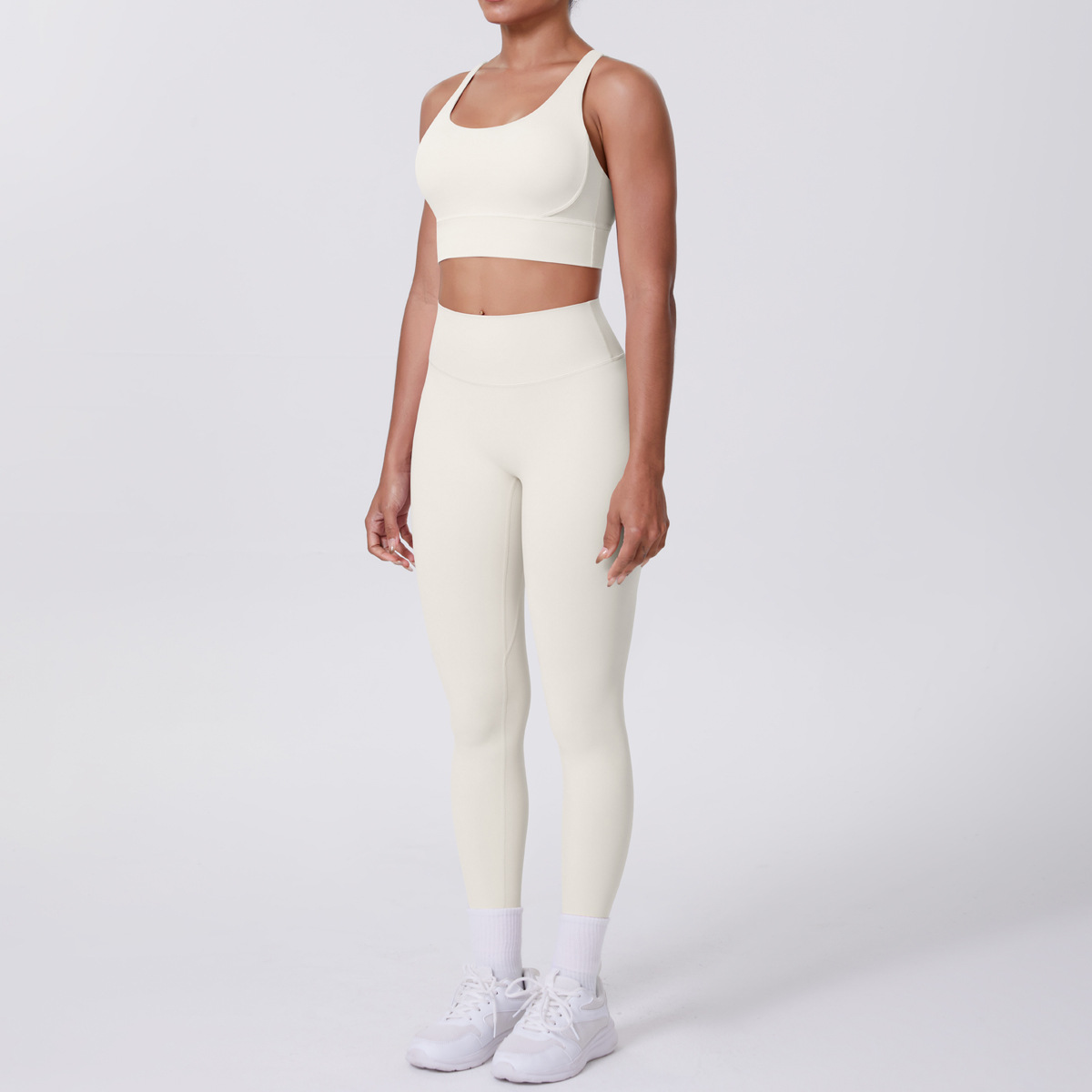 Conjunto de 2 piezas de yoga con sujetador cruzado y leggings para gimnasio FGB7113 7100