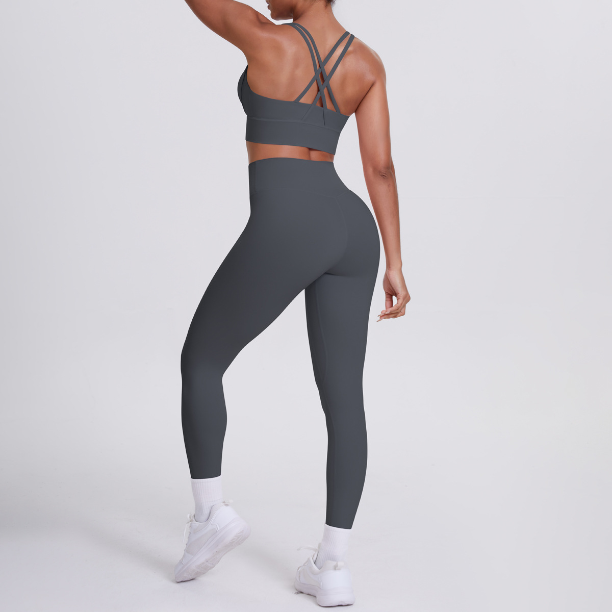 Conjunto de 2 piezas de yoga con sujetador cruzado y leggings para gimnasio FGB7113 7100