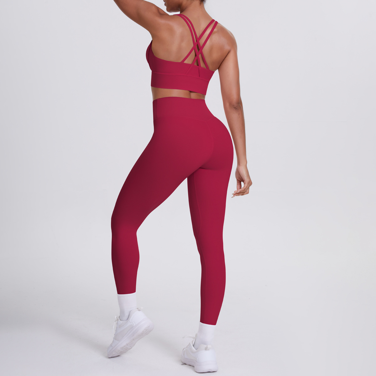 Conjunto de 2 piezas de yoga con sujetador cruzado y leggings para gimnasio FGB7113 7100