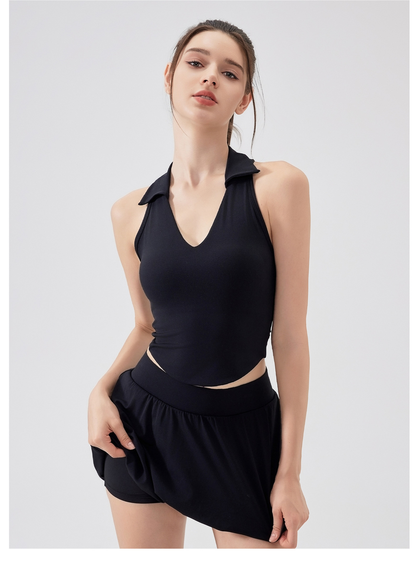 Camiseta deportiva de cuello alto para mujer FGBWX5501