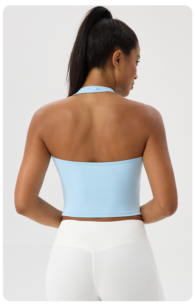 Sujetador deportivo transpirable con cuello en V y color liso para correr FGB52178