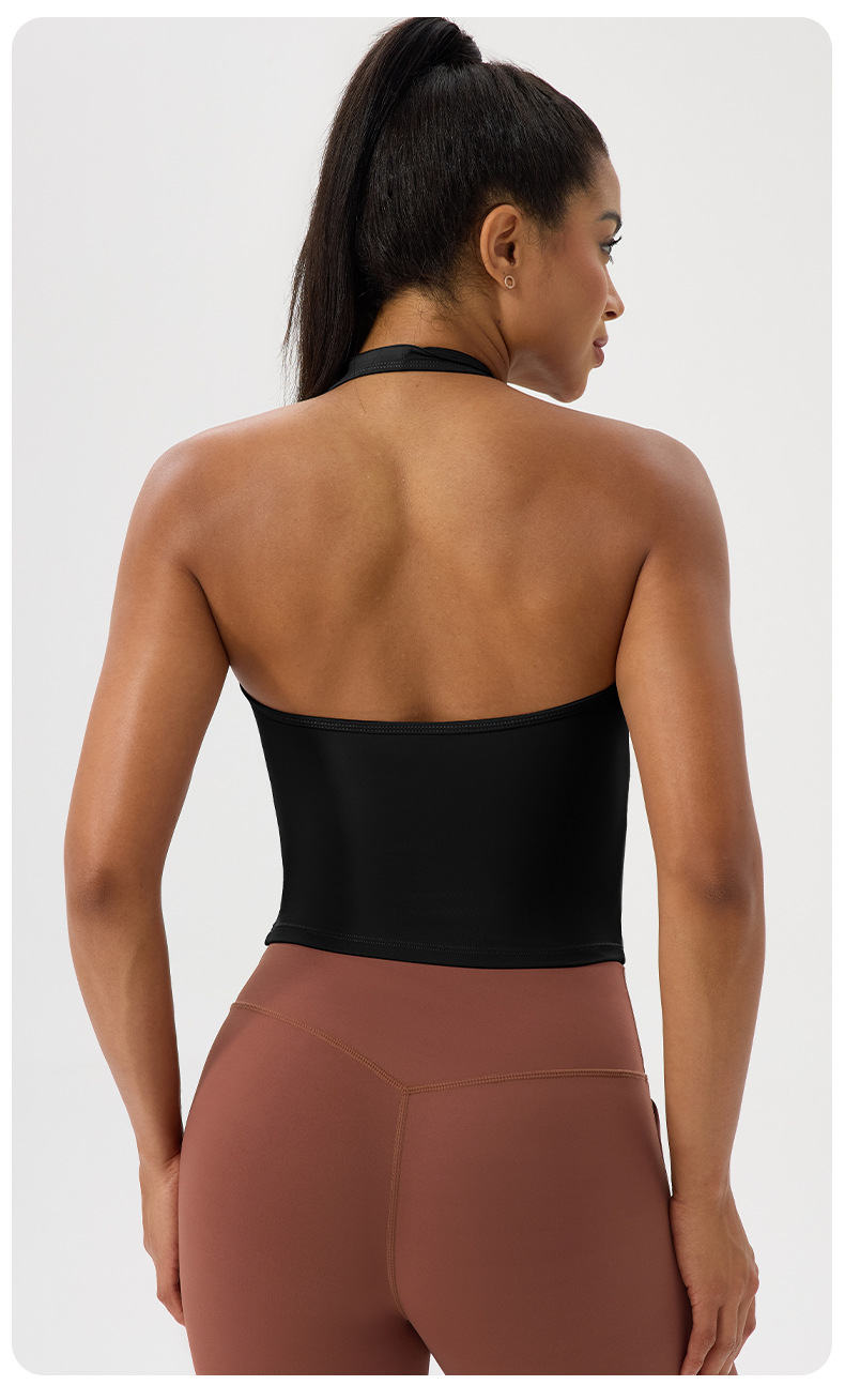 Sujetador deportivo transpirable con cuello en V y color liso para correr FGB52178