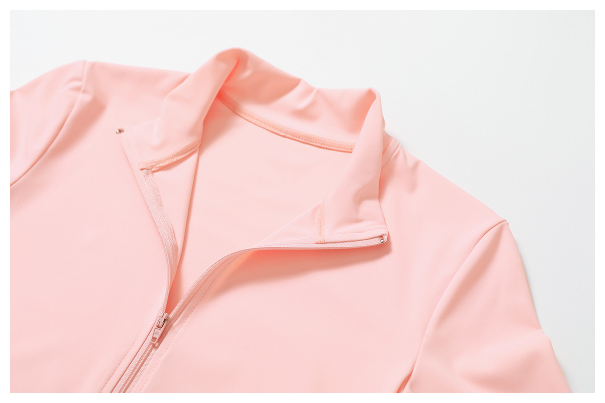 Chaqueta de yoga con cremallera y logotipo personalizado para gimnasio FGBCX6116