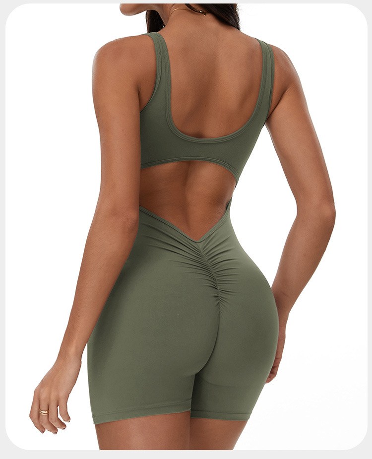 Mono de yoga de una pieza con pantalones cortos sin espalda sexy FGBELT3108