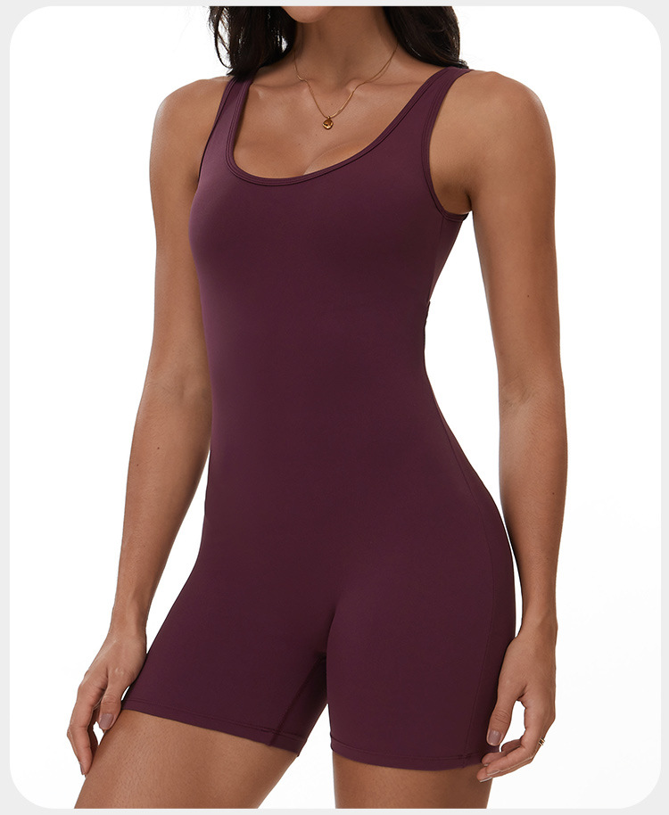 Mono de yoga de una pieza con pantalones cortos sin espalda sexy FGBELT3108