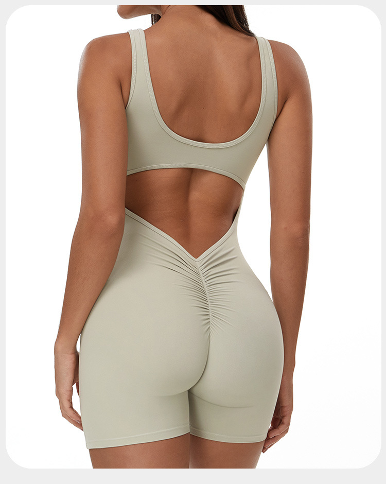 Mono de yoga de una pieza con pantalones cortos sin espalda sexy FGBELT3108