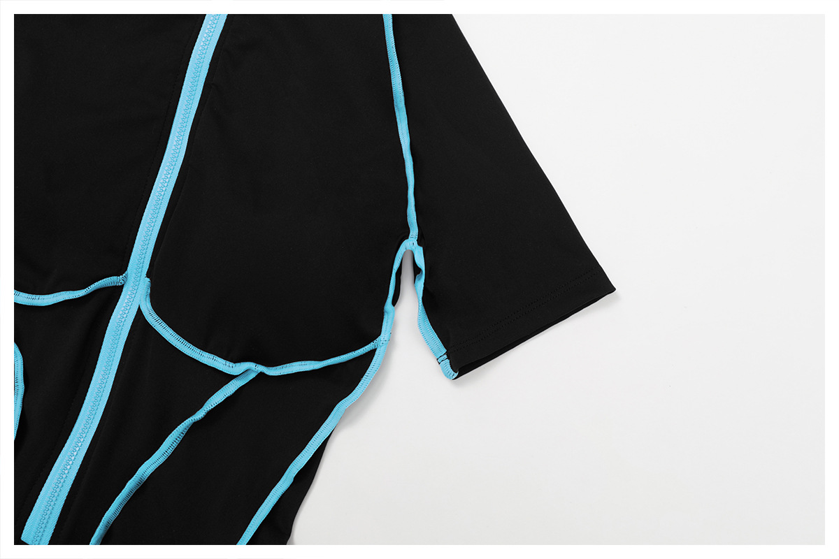 Mono de yoga de manga corta para mujer, con efecto piel desnuda, para gimnasio, fitness, con cremallera, FGBELT9322
