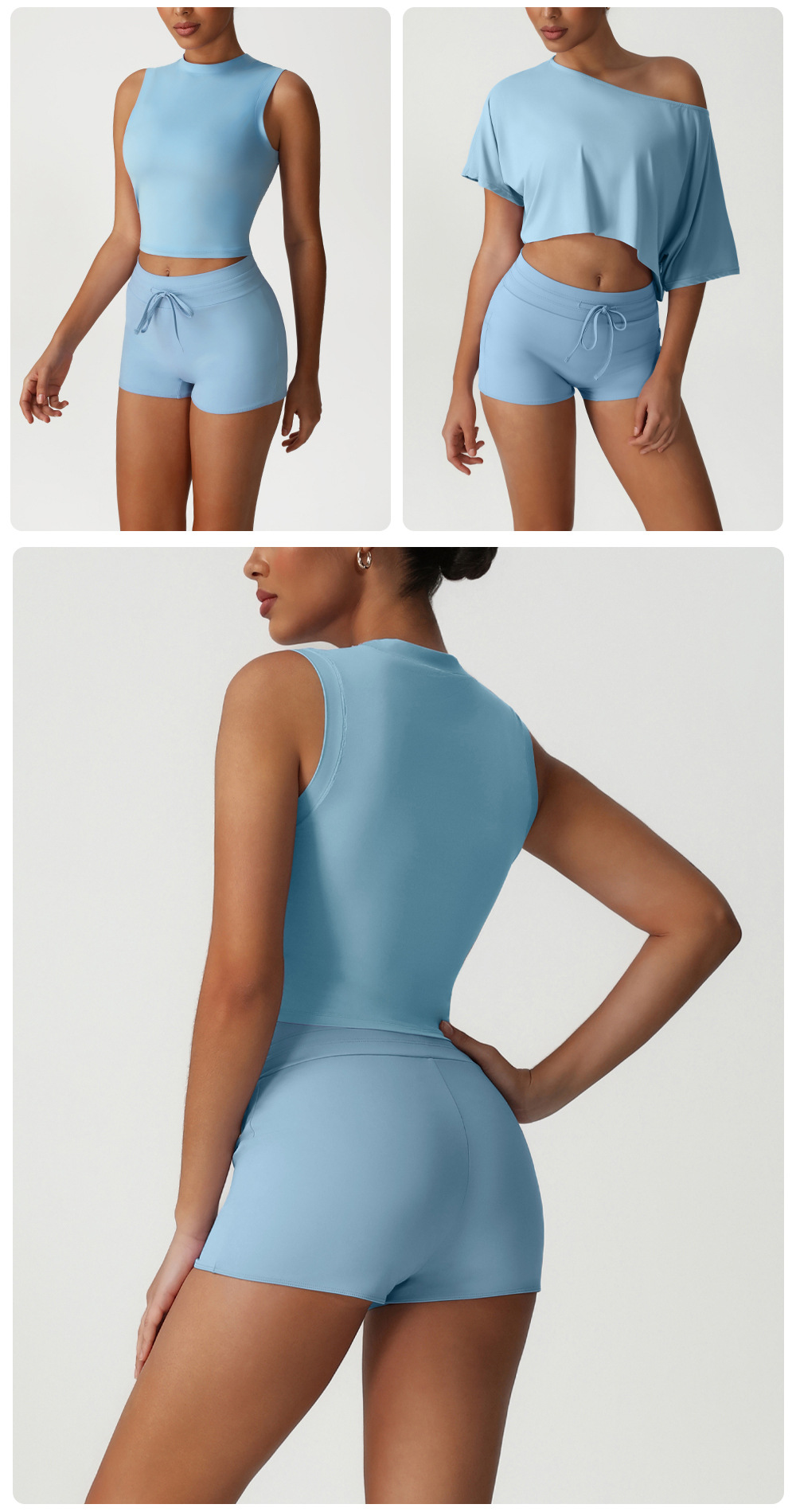 Conjunto de 3 piezas ajustado para deportes al aire libre, fitness y yoga FGBSM2534