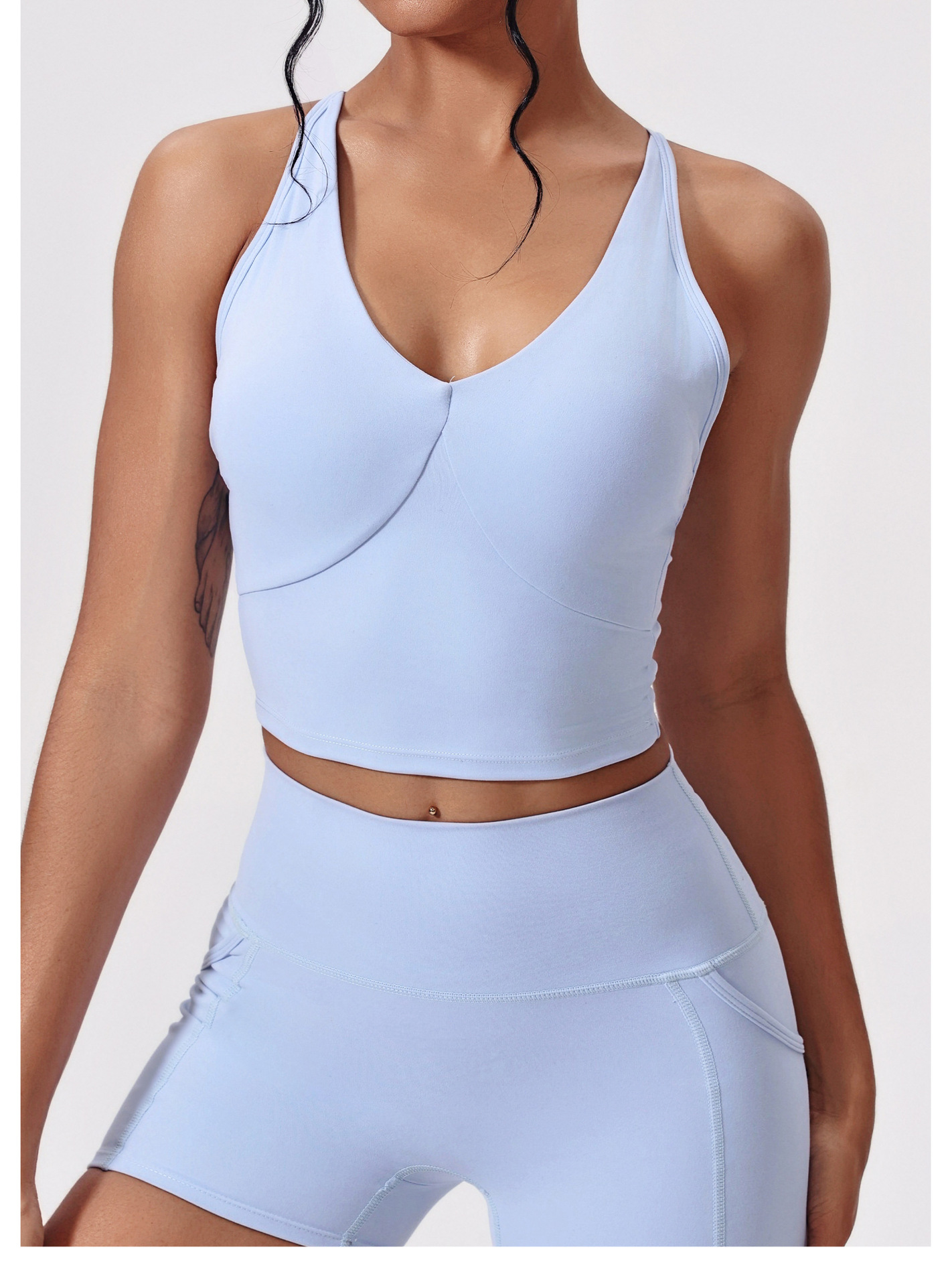 Camisetas deportivas transpirables para mujer, de color liso, para gimnasio, yoga, FGBWX5339