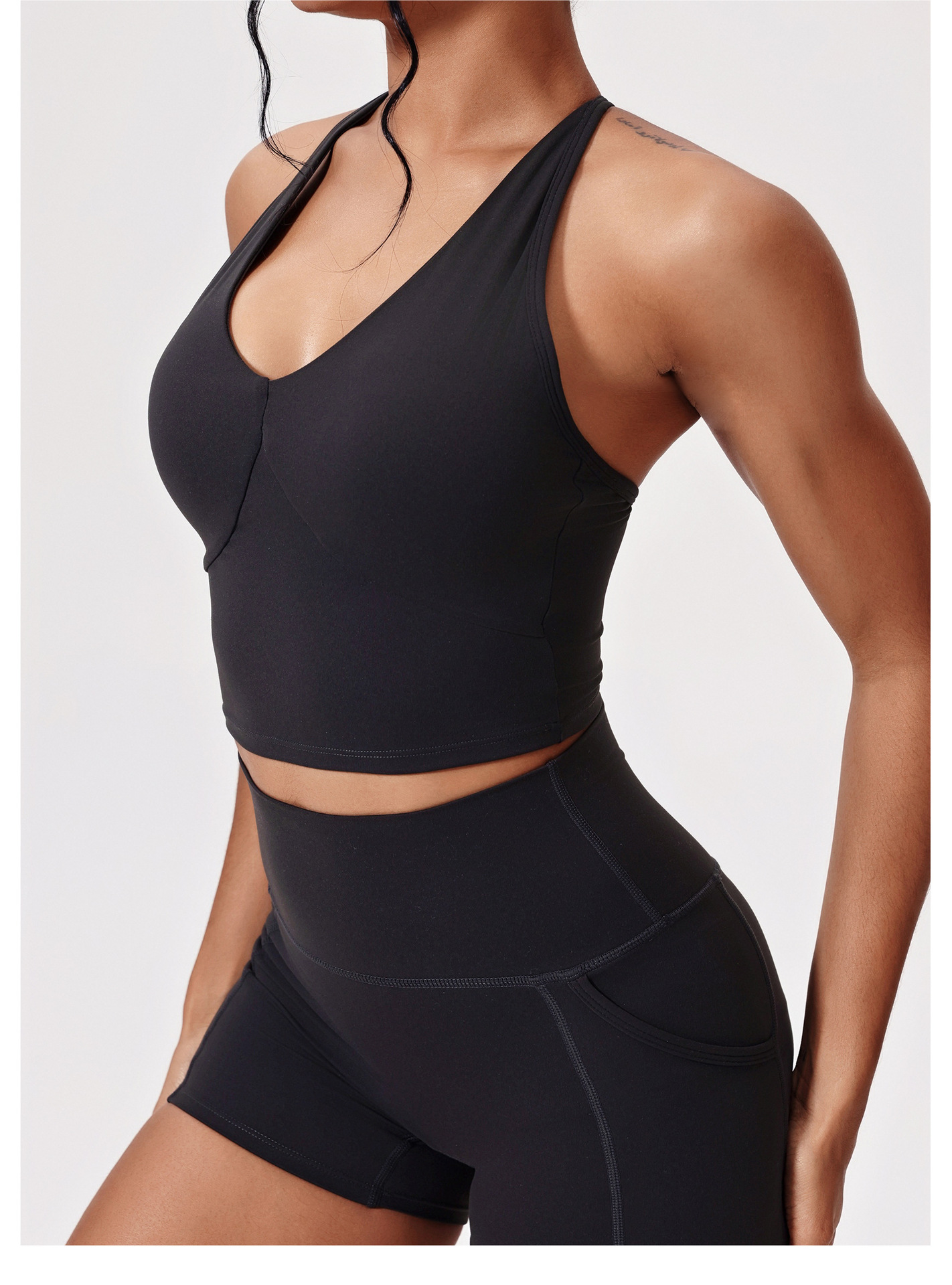 Camisetas deportivas transpirables para mujer, de color liso, para gimnasio, yoga, FGBWX5339