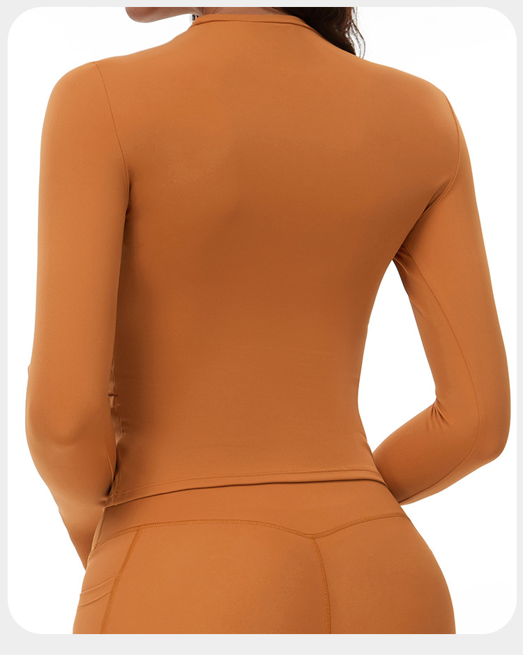 Camisetas de cuello redondo para entrenamiento de gimnasio, camisetas de yoga de manga larga para mujer FGBECX3103