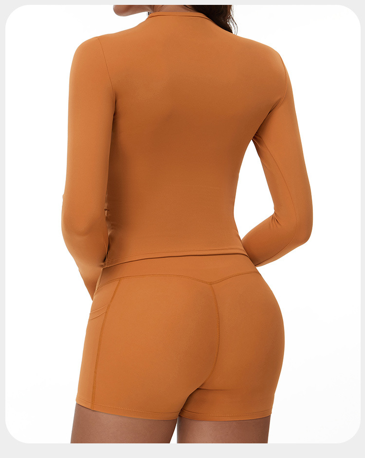 Conjunto de 2 piezas de yoga para mujer, de manga larga y pantalones cortos deportivos, FGBTZ3103