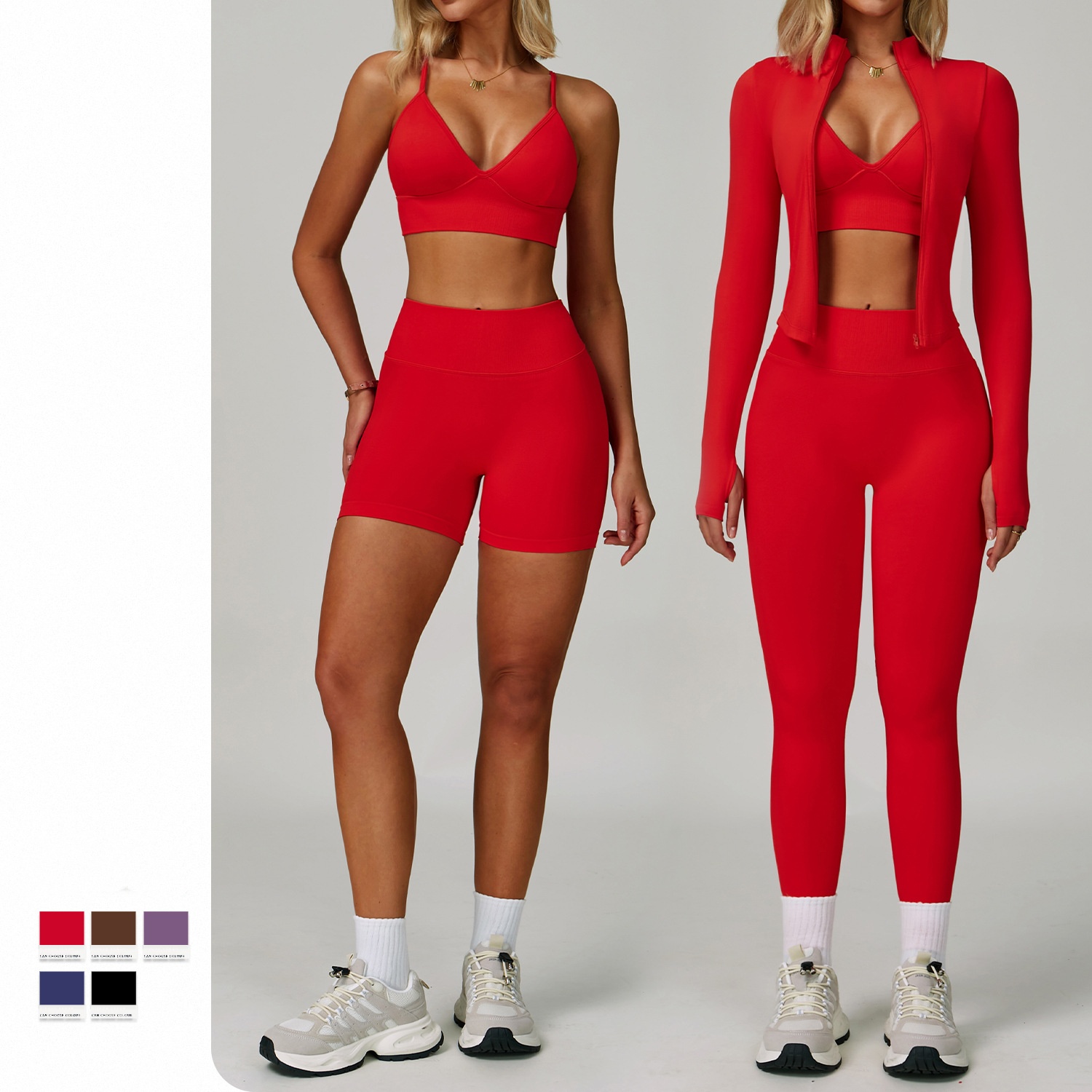 ¡LLEGÓ LA NUEVA COLECCIÓN! Conjunto Deportivo Sin Costuras de 4 Piezas | Código de producto FGBTZ7790