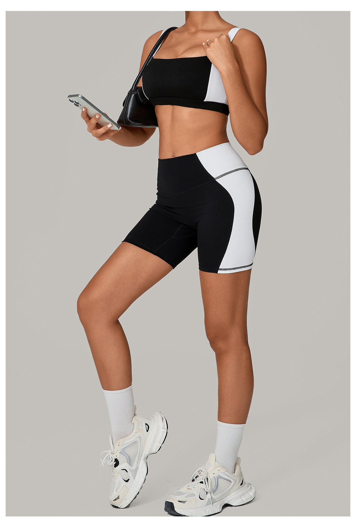 Conjunto de 2 piezas de sujetador y pantalones cortos deportivos transpirables de secado rápido para mujer, para gimnasio, fitness y yoga, FGB2236 81987