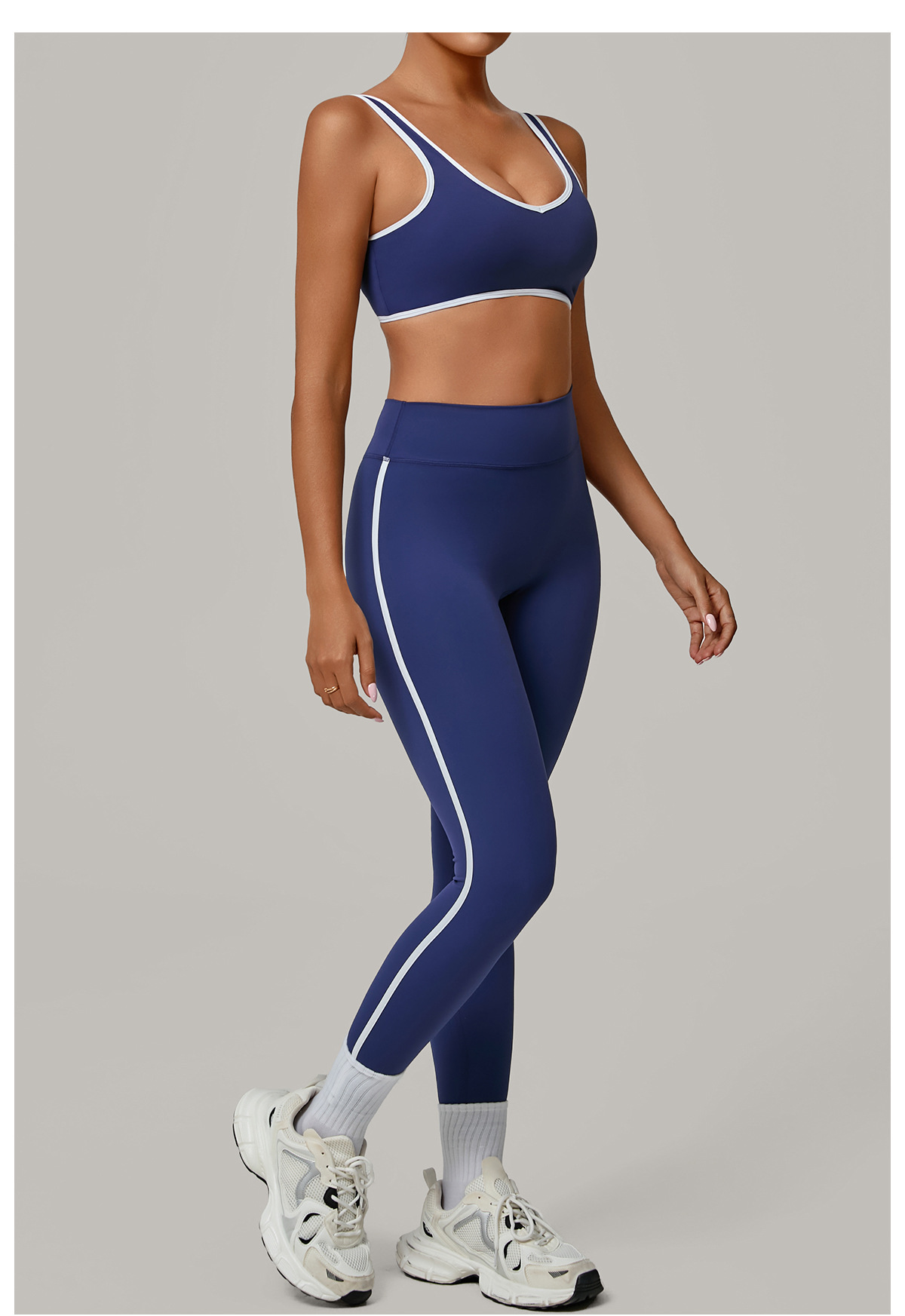 Conjunto de entrenamiento deportivo para mujer, sujetador deportivo, top corto y leggings de cintura alta, 2 piezas, FGB3914 4601