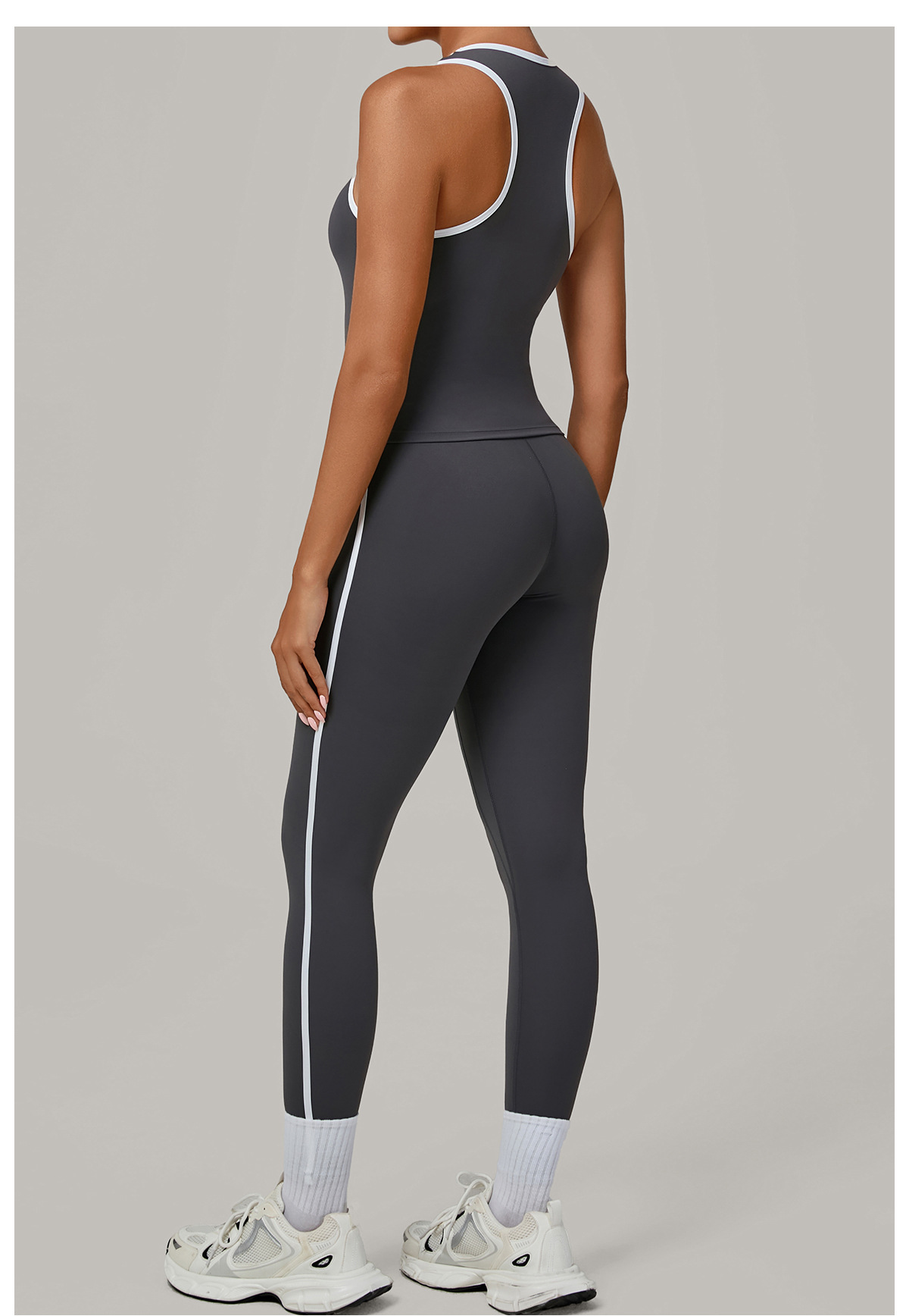 Conjunto deportivo de 2 piezas para gimnasio, sin mangas, camiseta, chaleco, leggings, conjuntos de yoga FGB7709 4601