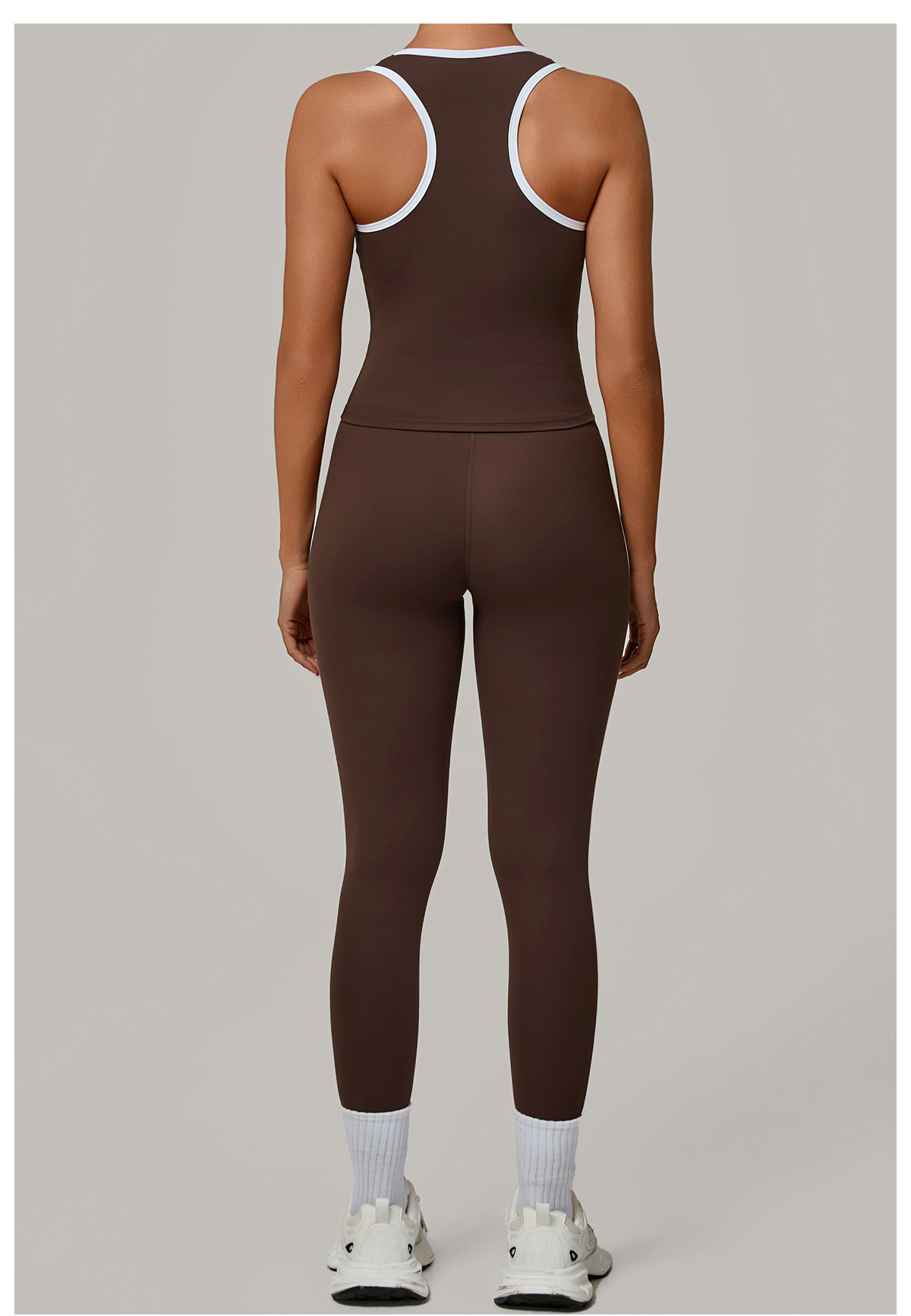 Conjunto deportivo de 2 piezas para gimnasio, sin mangas, camiseta, chaleco, leggings, conjuntos de yoga FGB7709 4601