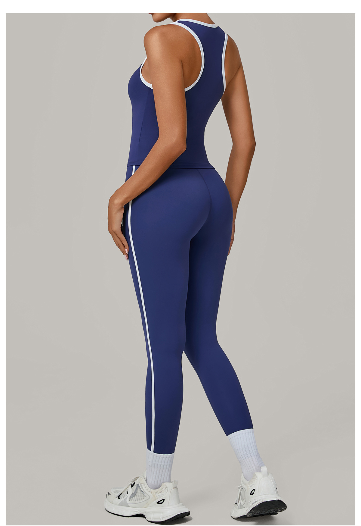 Conjunto deportivo de 2 piezas para gimnasio, sin mangas, camiseta, chaleco, leggings, conjuntos de yoga FGB7709 4601