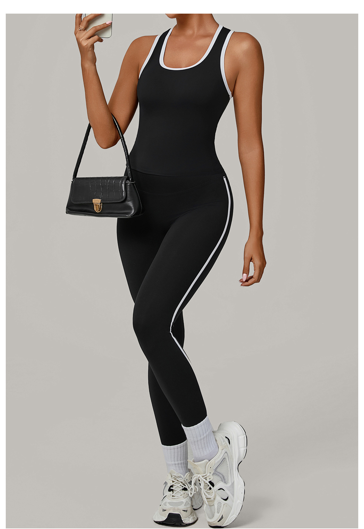Conjunto deportivo de 2 piezas para gimnasio, sin mangas, camiseta, chaleco, leggings, conjuntos de yoga FGB7709 4601
