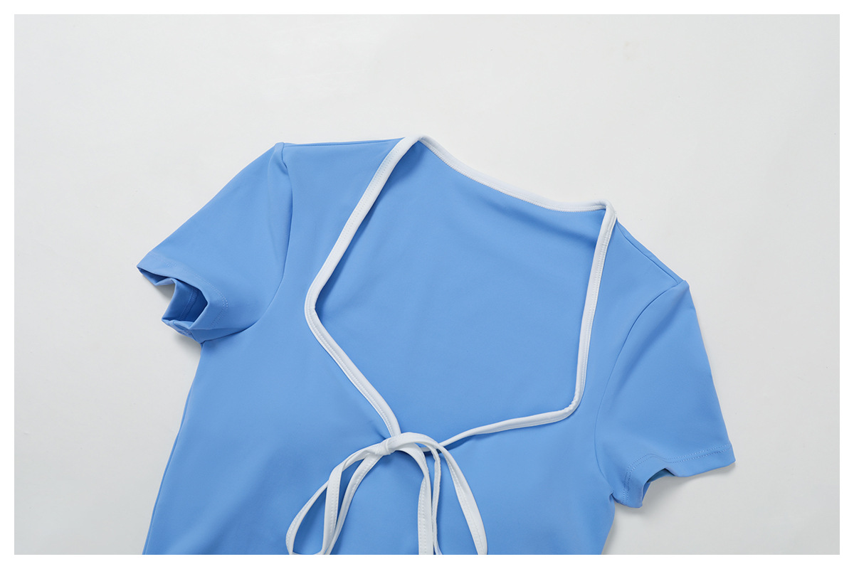 Ropa de tenis para mujer, camiseta de golf deportiva de colores brillantes, conjunto de yoga con cuello en V FGBEDX2017