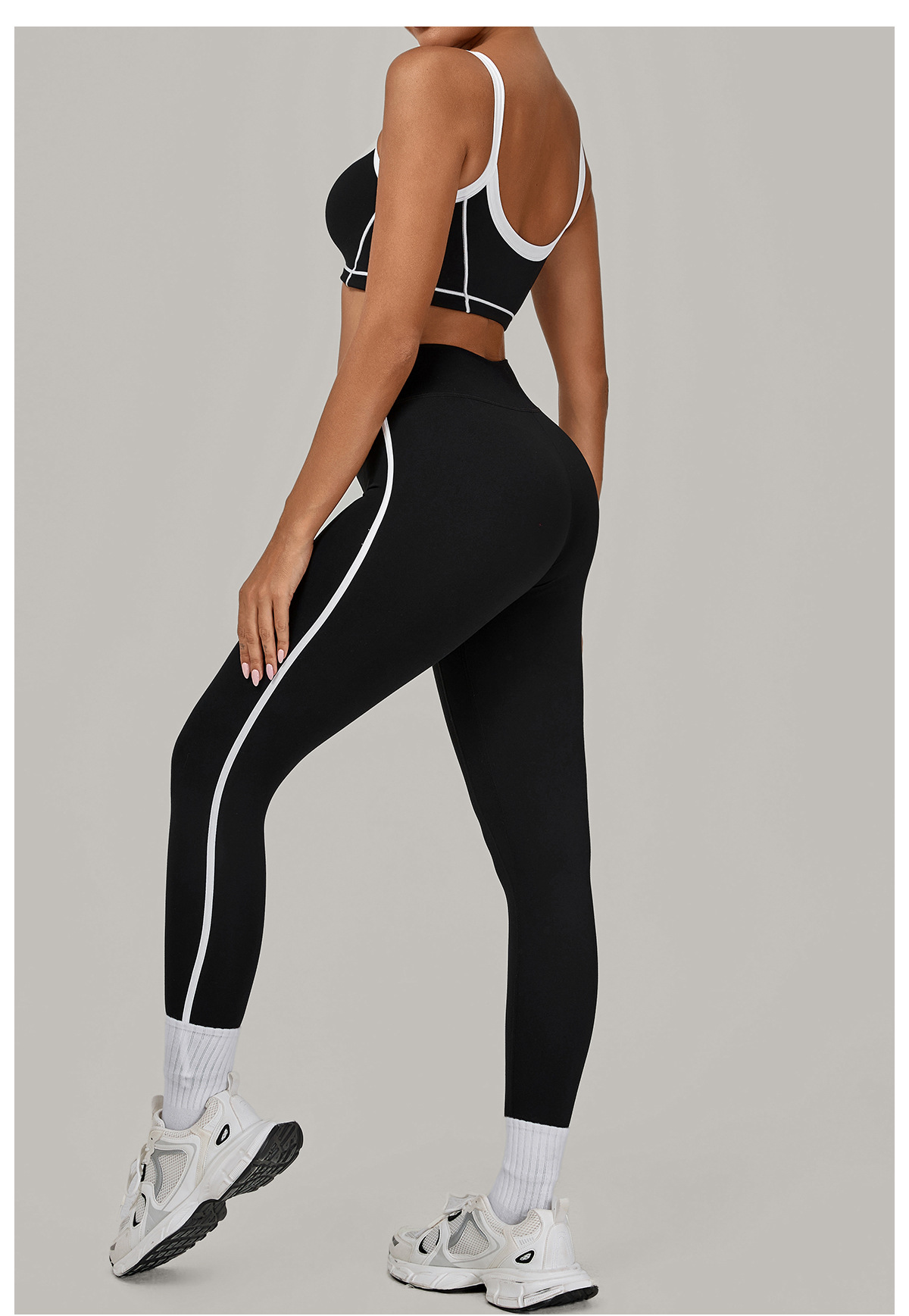 Conjunto de 2 piezas de sujetador deportivo con logotipo personalizado, pantalones de cintura alta para yoga y gimnasio, FGB1194 4601