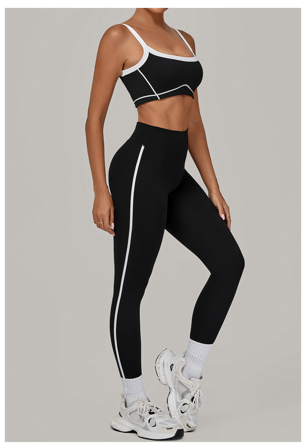 Conjunto de 2 piezas de sujetador deportivo con logotipo personalizado, pantalones de cintura alta para yoga y gimnasio, FGB1194 4601
