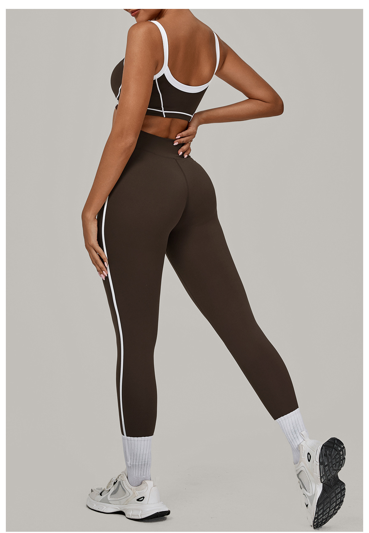 Conjunto de 2 piezas de sujetador deportivo con logotipo personalizado, pantalones de cintura alta para yoga y gimnasio, FGB1194 4601