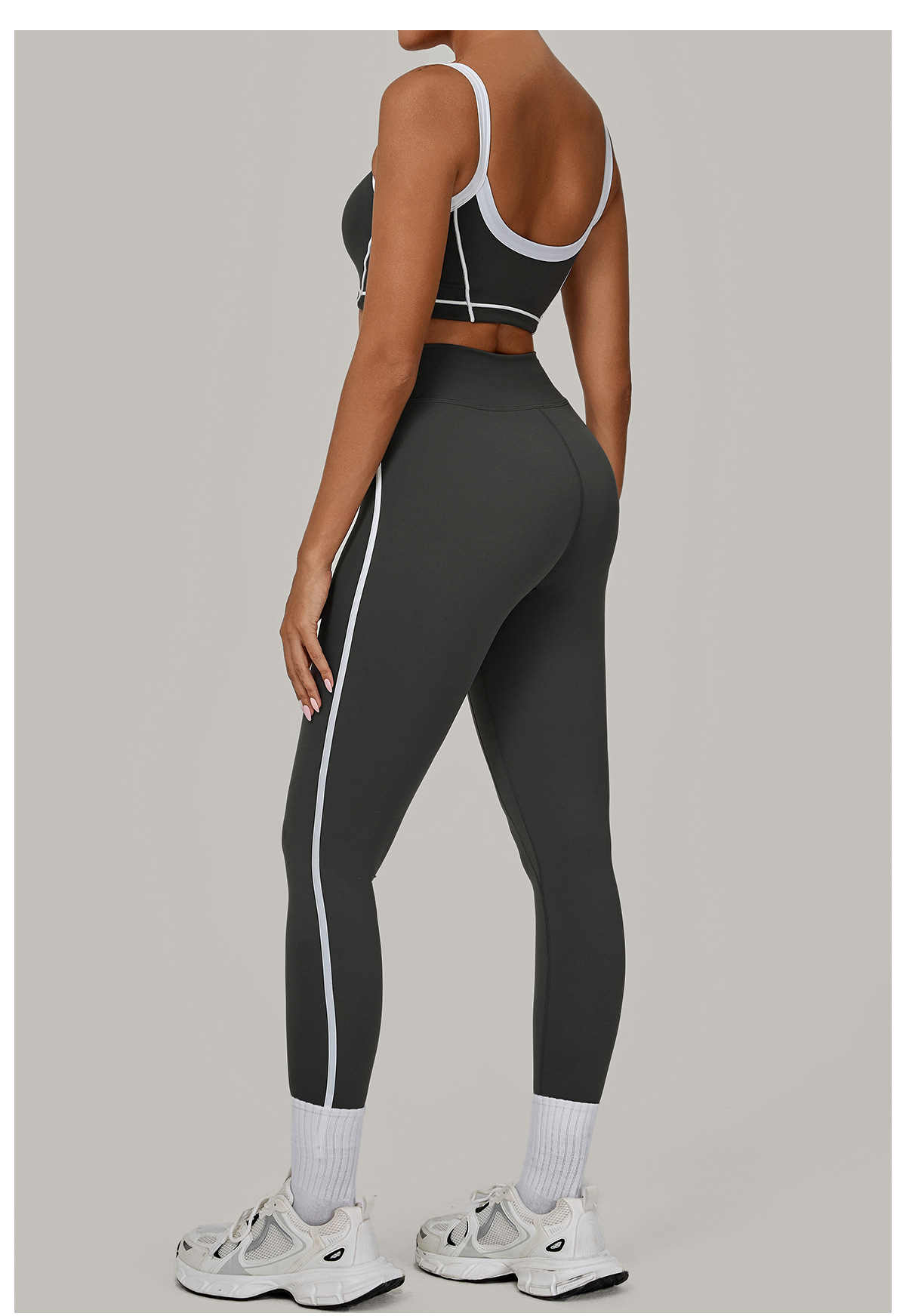 Conjunto de 2 piezas de sujetador deportivo con logotipo personalizado, pantalones de cintura alta para yoga y gimnasio, FGB1194 4601