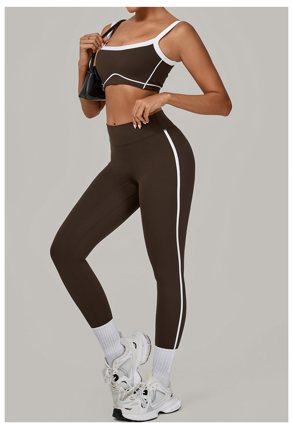 Conjunto de 2 piezas de sujetador deportivo con logotipo personalizado, pantalones de cintura alta para yoga y gimnasio, FGB1194 4601