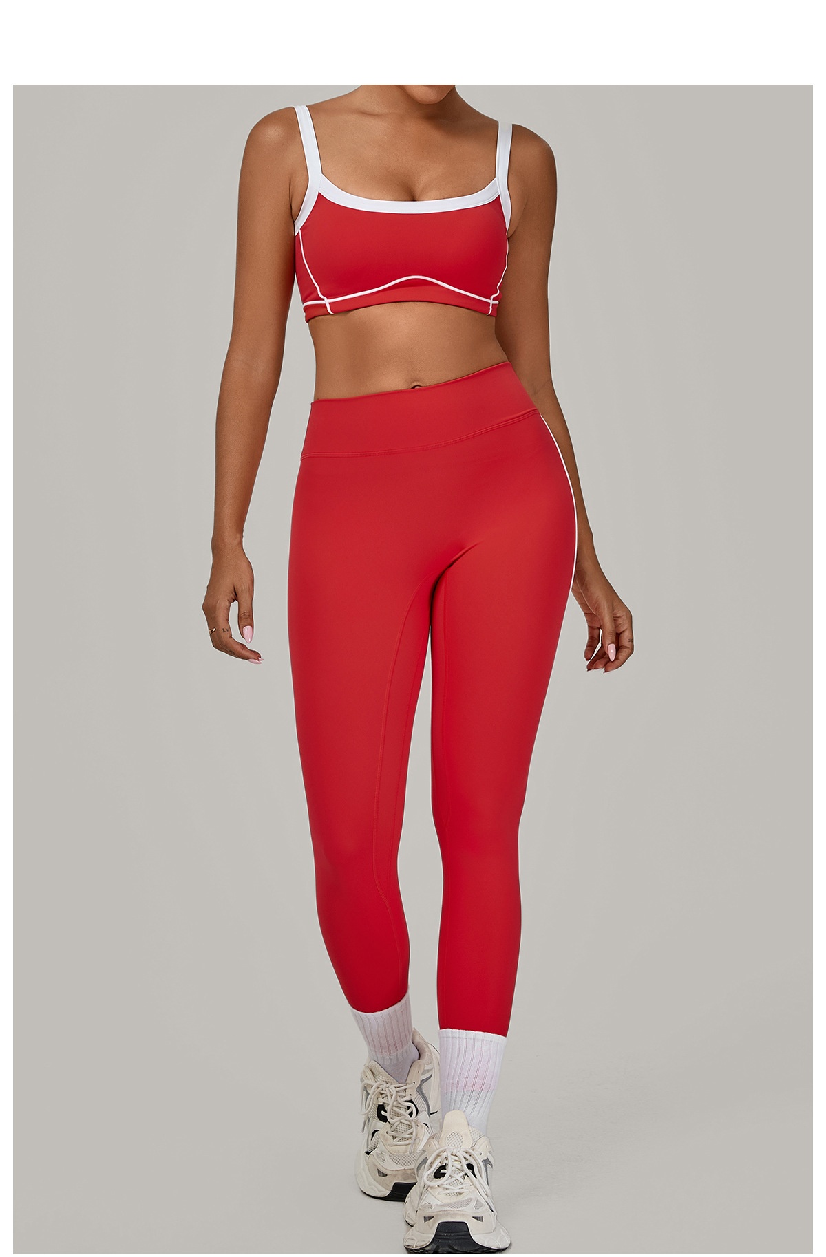 Conjunto de 2 piezas de sujetador deportivo con logotipo personalizado, pantalones de cintura alta para yoga y gimnasio, FGB1194 4601