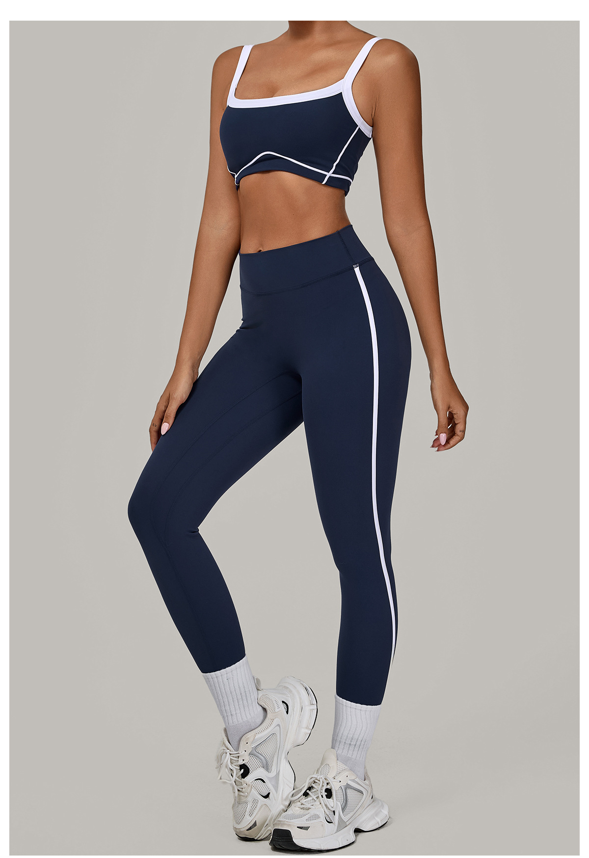 Conjunto de 2 piezas de sujetador deportivo con logotipo personalizado, pantalones de cintura alta para yoga y gimnasio, FGB1194 4601