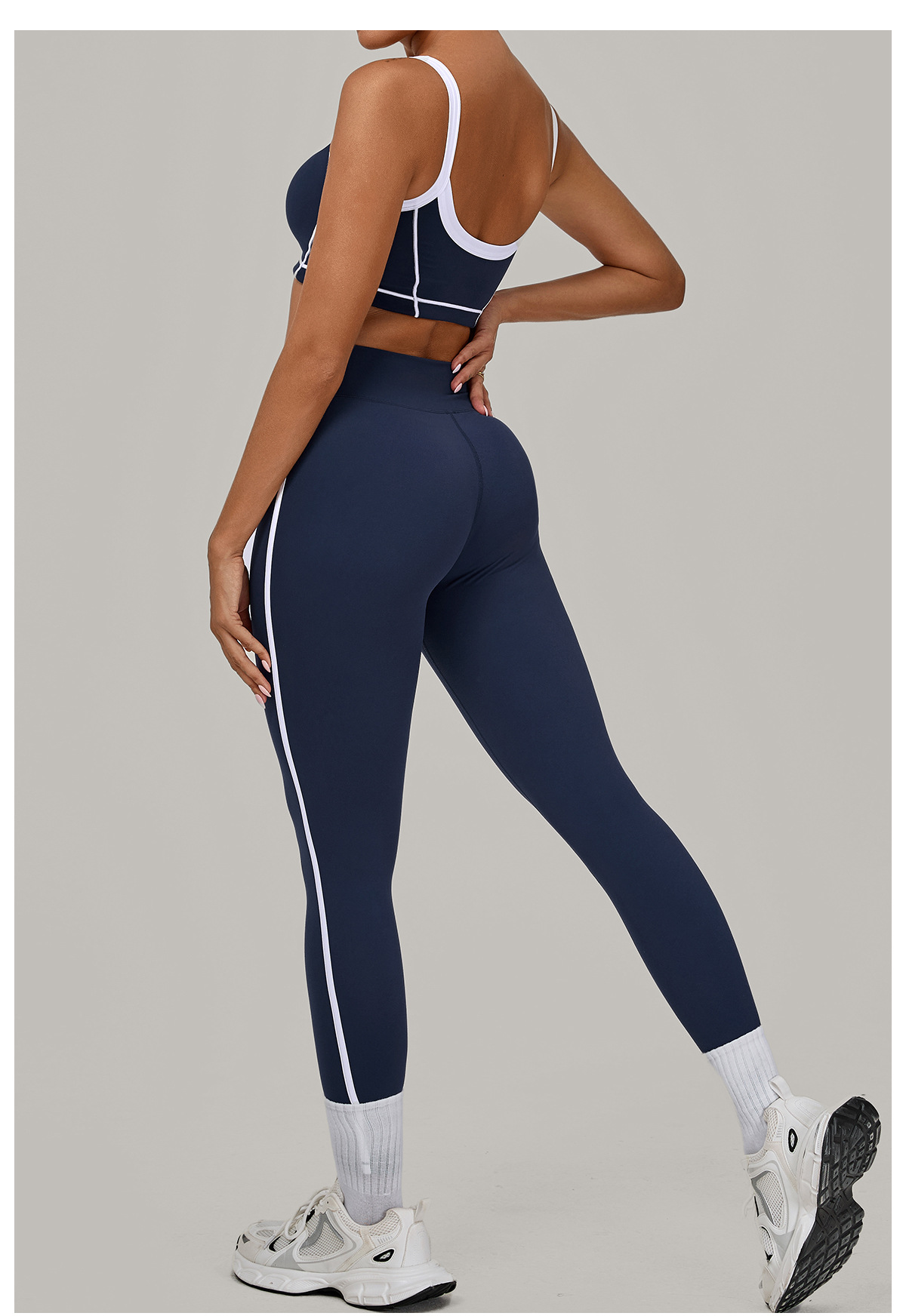 Conjunto de 2 piezas de sujetador deportivo con logotipo personalizado, pantalones de cintura alta para yoga y gimnasio, FGB1194 4601