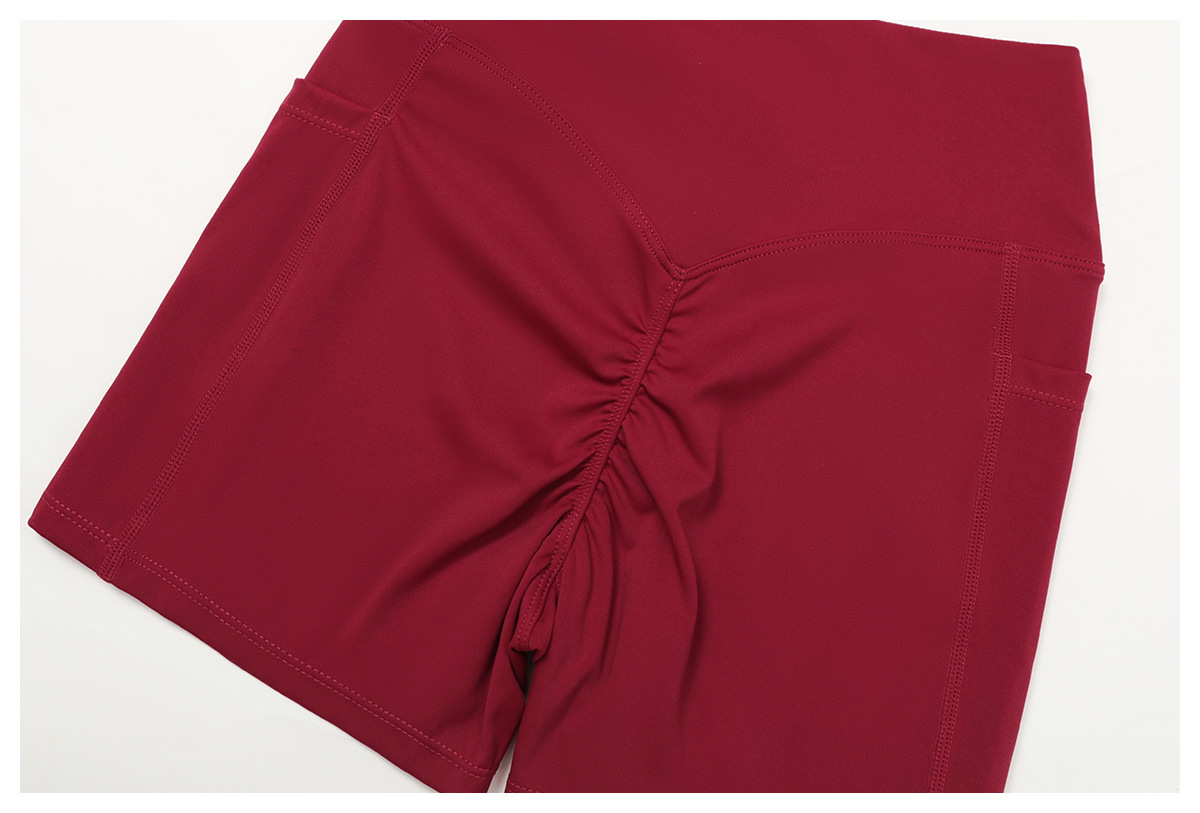 Leggings de yoga con bolsillo lateral, diseño en V, pantalones cortos deportivos ajustados para mujer, FGBEDK2030