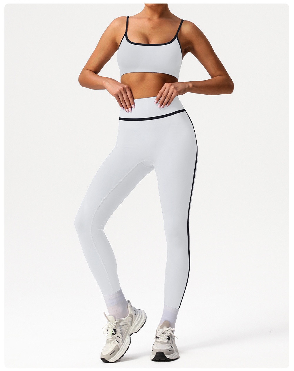 Conjunto de 2 leggings deportivos personalizados para mujer, diseno de línea de cadera, ropa deportiva para gimnasio, FGBSM2393