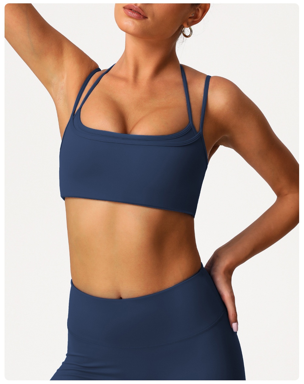 Sujetador deportivo de yoga ajustable con cuello halter y espalda descubierta de doble capa FGBSM9000