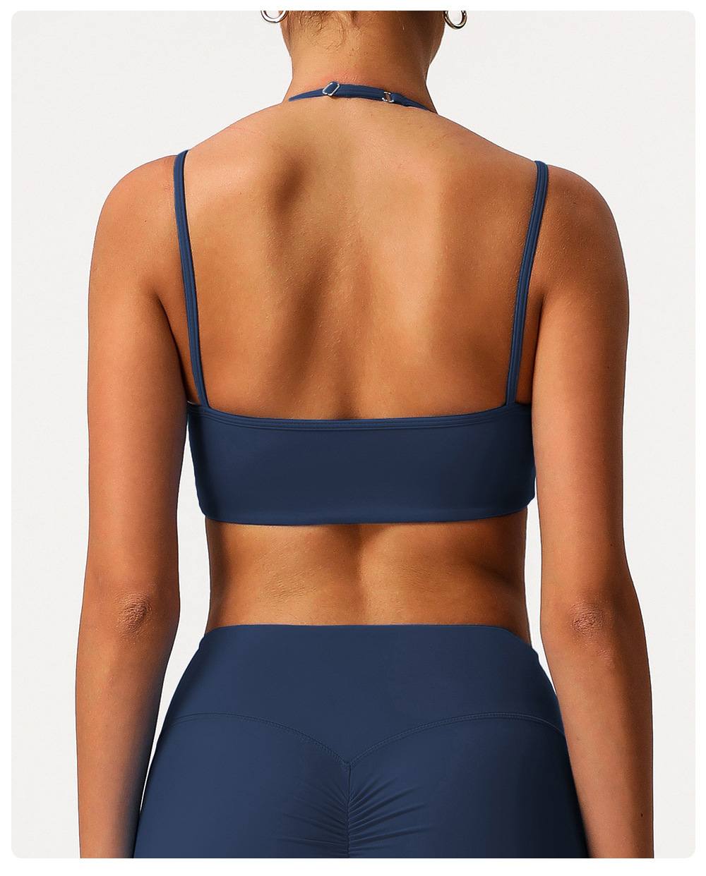 Sujetador deportivo de yoga ajustable con cuello halter y espalda descubierta de doble capa FGBSM9000