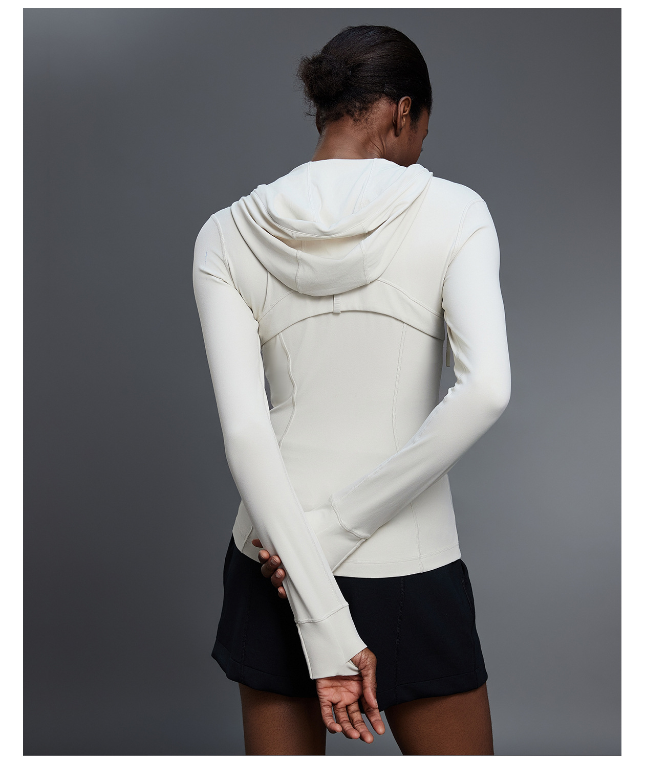 Chaqueta de mujer con cremallera y logotipo personalizado, abertura para el pulgar, suave y elastica, manga larga, FGBDAW182-2