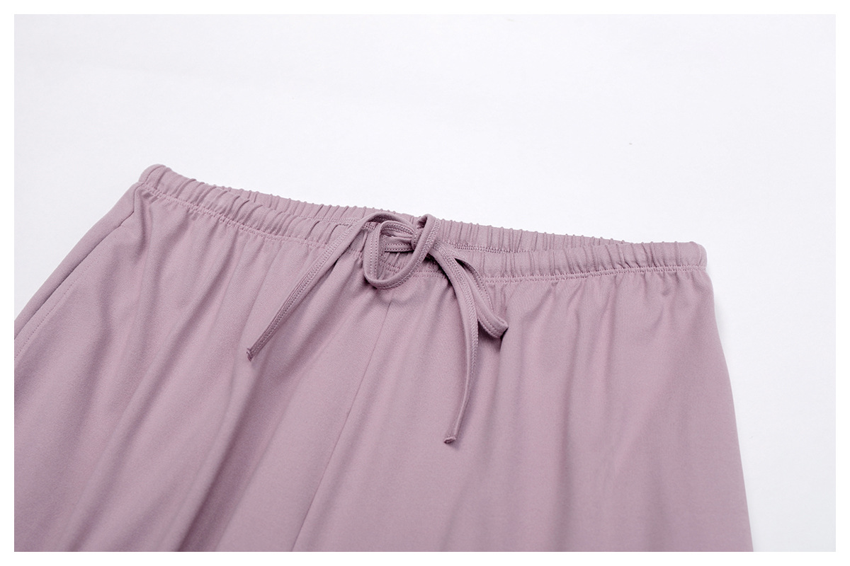 Conjunto de yoga deportivo de dos piezas para mujer, camiseta lisa, pantalon acampanado y cordon ajustable, FGBTZ3058