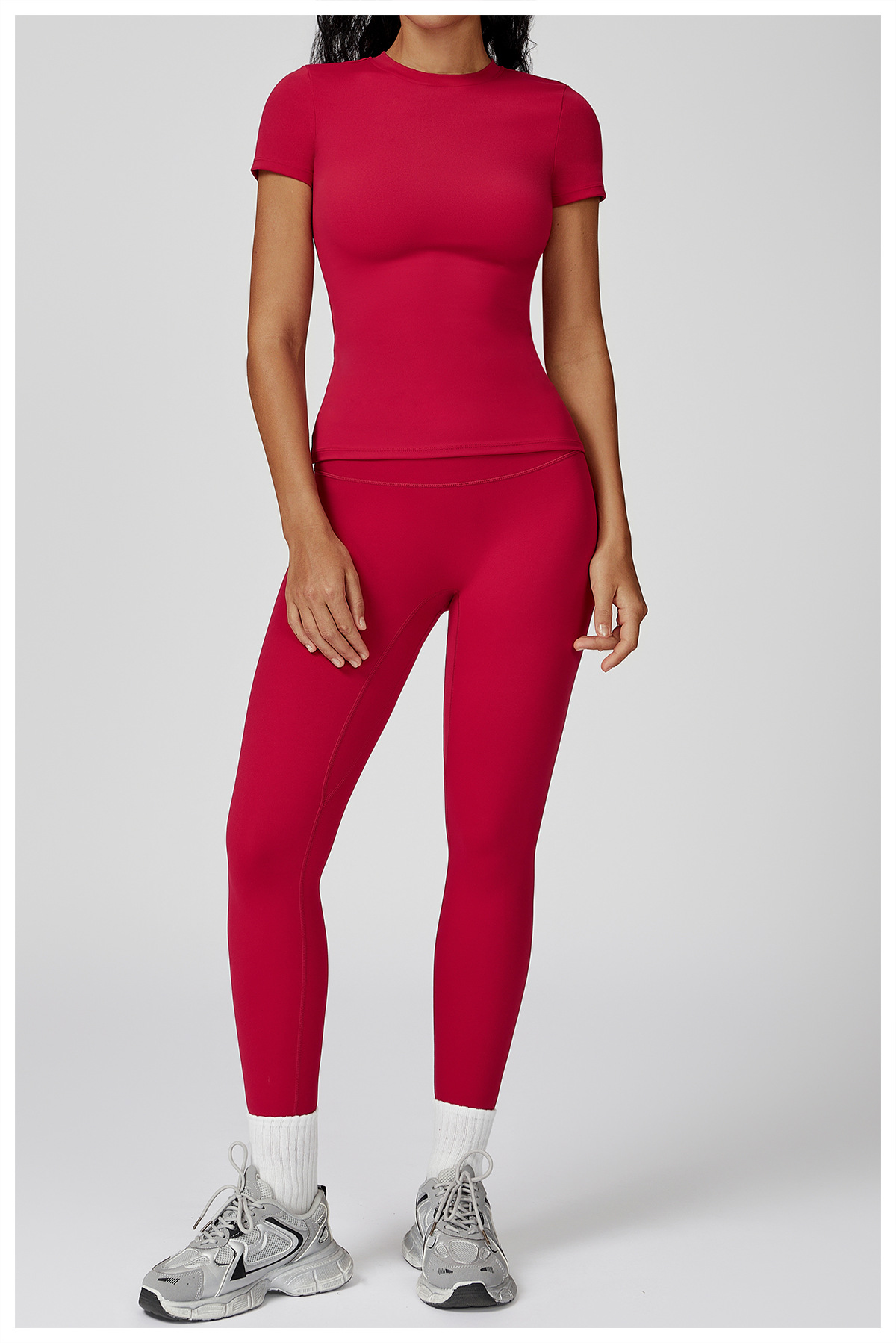 Conjunto deportivo de yoga para mujer, color liso, FGBTZ8455